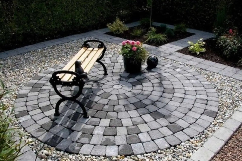 Labyrint Antikk Sirkelsett Tromlet Gråmix 6cm (4,15m2) - Belegningsstein - Benders