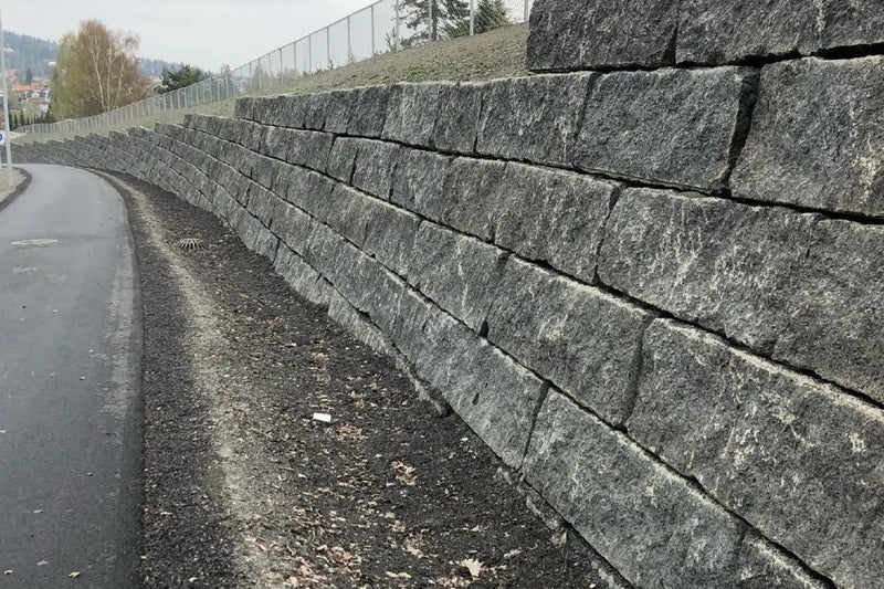 Larvikittblokka 50 Rustikk Granittmur - Støttemur Larvikitt - ABCSTEIN