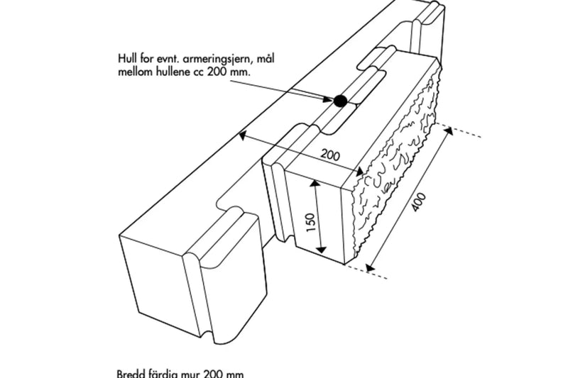 Megaloc Rettblokk 40x10x15 Cm Grå - Støttemur Betong - Benders
