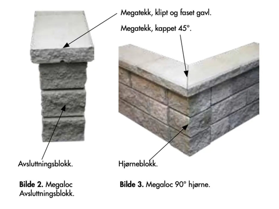 Megaloc Rettblokk 40x10x15 cm Grå - Støttemur Betong - Benders - 2520007H
