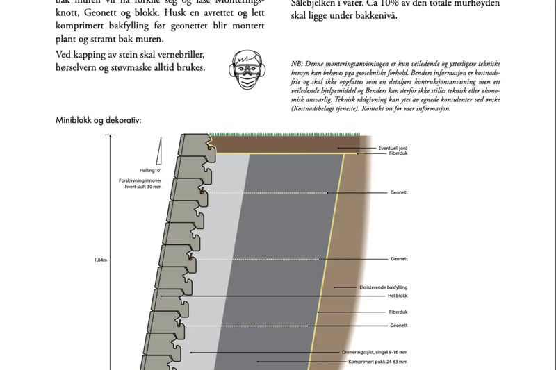 Miniblokk Helblokk 25x28x17cm - Støttemur Betong - Benders